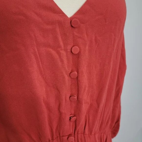 Eloquii Strappy Plunge Back Button Front Orange Long Sleeve Plus Maxi Dress 14 - Picture 7 of 13